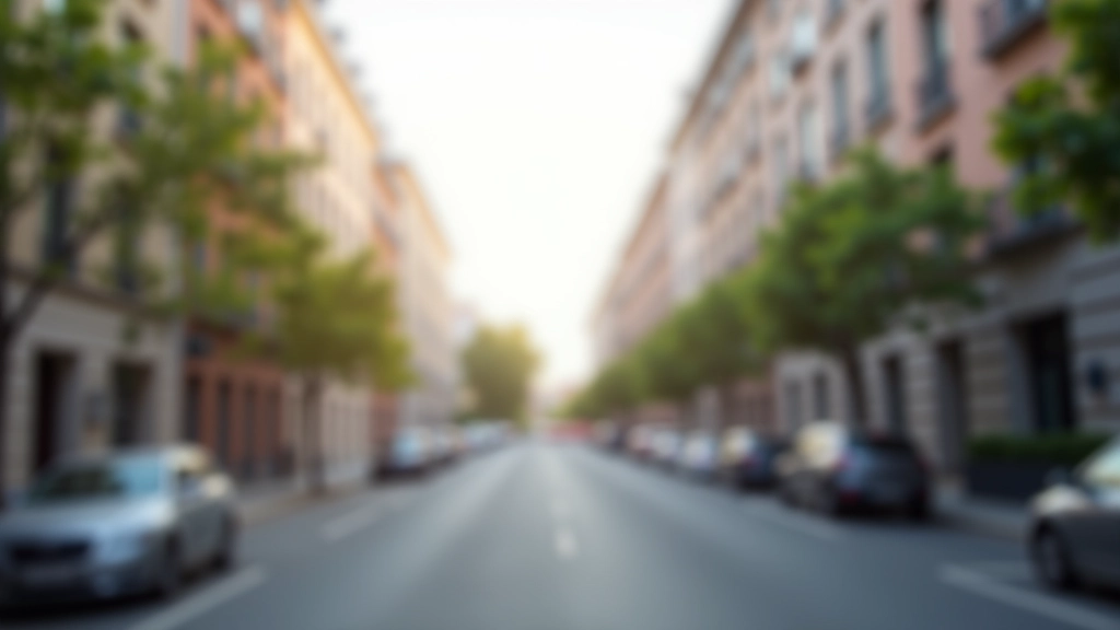 Rue urbaine avec immeubles d'habitation modernes et circulation automobile